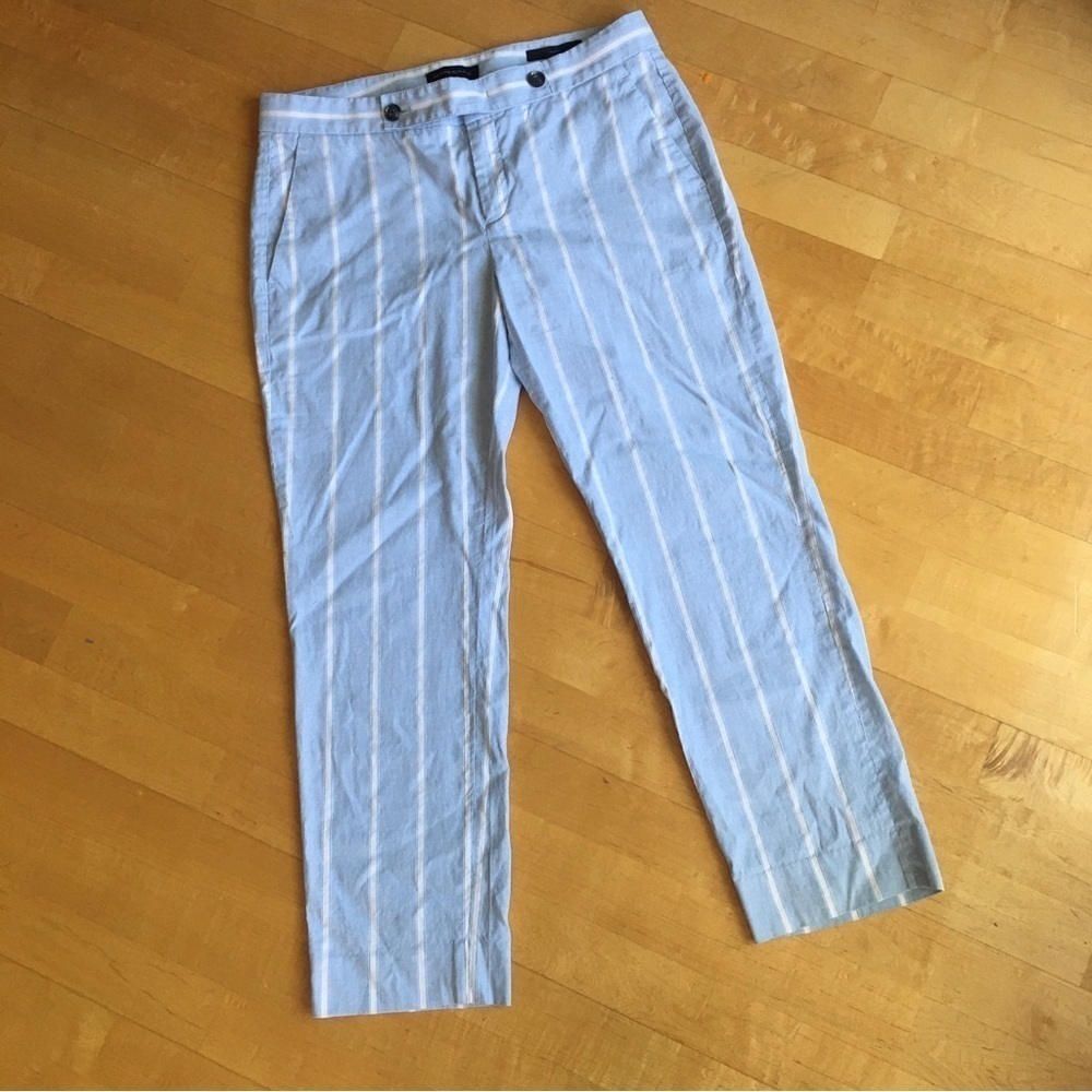 Banana Republic “Avery” Striped, Cropped, Wide Leg Capri, Blue, White, Size 6